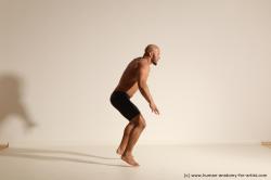 Underwear Man Black Muscular Bald Dancing Dynamic poses Academic